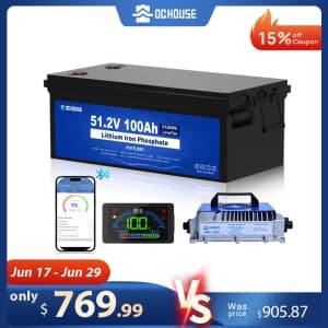 DC House 48V 100AH LiFePO4 Lithium Golf Cart Battery w/ Charger for $770 DC House 48V 100AH LiFePO4 Lithium Golf Cart Battery w/ Charger for $770