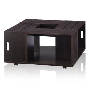 Brando Modern Farmhouse Espresso Crate Inspired Mobile Coffee Table for $70