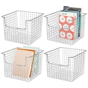 mDesign Metal Wire Household Storage Basket Organizer with Front Dip Opening for Organizing Cube for $50