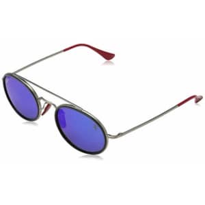 Ray-Ban RB3847M Polarized Oval Sunglasses, Matte Silver/Green Blue Mirrored, 52 mm for $110