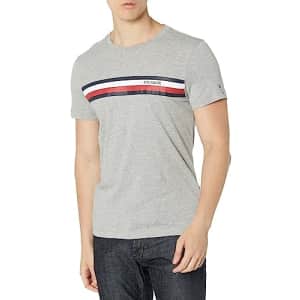 Tommy Hilfiger Men's Short Sleeve Hilfiger Graphic T-Shirt, Light Grey Heather, Small for $20