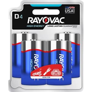 Rayovac, RAY8134TK, Alkaline D Batteries, 4 / Pack for $10