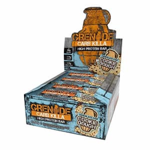 Grenade Carb Killa High Protein and Low Sugar Candy Bar, 12 x 60 g - Chocolate Chip Cookie Dough for $45