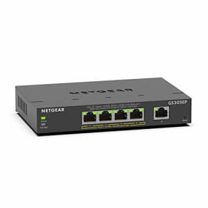 NETGEAR 5 Port Gigabit Ethernet Smart Managed Plus PoE Switch (GS305EP) - with 4 x PoE+ @ 63 W, for $131