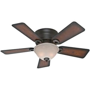 Hunter Conroy Indoor Low Profile Ceiling Fan with LED Light and Pull Chain Control, 42", Onyx Bengal for $115