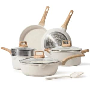 CAROTE Pots and Pans Set Nonstick, White Granite Induction Kitchen Cookware Set, 10 Pcs Non Stick for $80