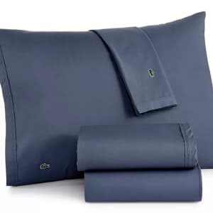 Lacoste Home Solid Cotton Percale Sheet Set for $32
