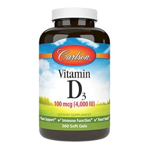 Carlson Labs Carlson - Vitamin D3, 4000 IU (100 mcg), Bone & Immune Health, Cholecalciferol Supplement, Gluten for $31
