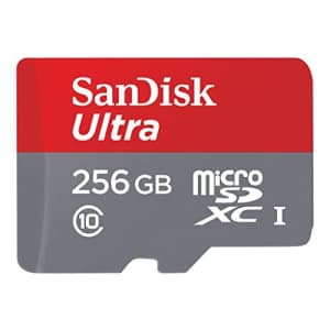 SanDisk SDSQUNI-256G-AN6MA Ultra Flash Memory Card 256 GB MicroSDXC UHS-I, red, Gray/Red for $40