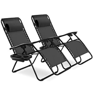 Goplus Zero Gravity Chair, Adjustable Folding Reclining Lounge Chair with Pillow and Cup Holder, for $100