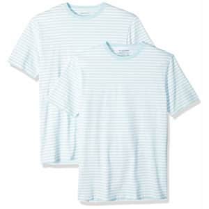 Amazon Essentials Men's 2-Pack Slim-Fit Short-Sleeve Crewneck Stripe T-Shirt, Aqua/White, X-Small for $5 Amazon Essentials Men's 2-Pack Slim-Fit Short-Sleeve Crewneck Stripe T-Shirt, Aqua/White, X-Small for $5