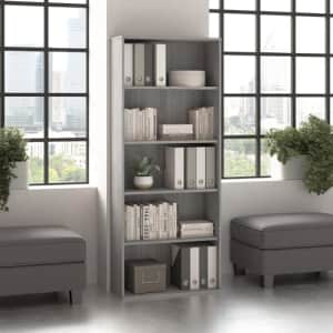Bush Furniture Bush Business Furniture Hustle Tall 5 Shelf Bookcase in Platinum Gray, Large Bookshelf for Home, for $174