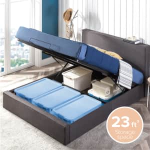 Zinus Finley 34" Full Upholstered Platform Bed w/ Storage for $282