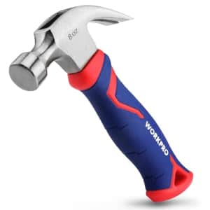 WORKPRO 8 oz Claw Hammer with Fiberglass Handle, All Purpose Hammer with Forged Hardened Steel for $8