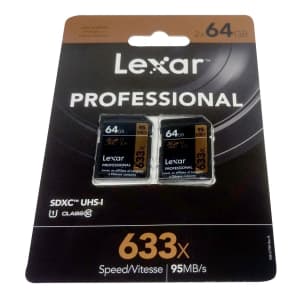 Lexar 64GB Professional Class 10 UHS-I Class 10 SDXC Memory Card 2-Pack for $19 Lexar 64GB Professional Class 10 UHS-I Class 10 SDXC Memory Card 2-Pack for $19