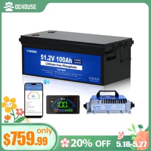 DC House 48V 100AH LiFePO4 Lithium Golf Cart Battery w/ Charger for $760 DC House 48V 100AH LiFePO4 Lithium Golf Cart Battery w/ Charger for $760