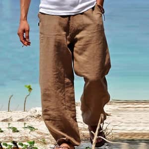 Men's Loose Fit Linen Pants for $8