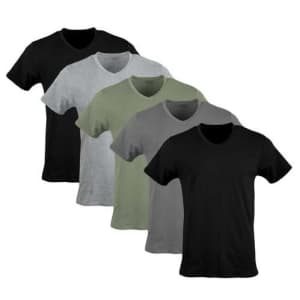 Gildan Men's Short Sleeve V-Neck Cotton T-Shirt 5-Pack for $18