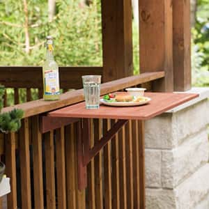 Leisure Season Wall Mounted Drop Leaf Table - Brown - 1 Piece - Collapsible Wooden Outdoor Floating for $152
