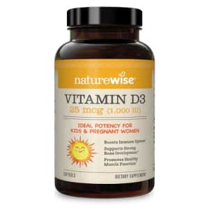 NatureWise Vitamin D3 1000iu (25 mcg) Healthy Muscle Function, and Immune Support, Non-GMO, Gluten for $9