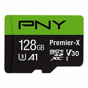 PNY 128GB Premier-X Class 10 U3 V30 microSDXC Flash Memory Card for $19