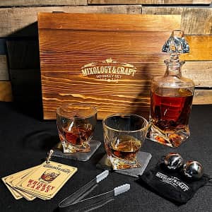 Mixology Glass & Whiskey Stones Set for $20