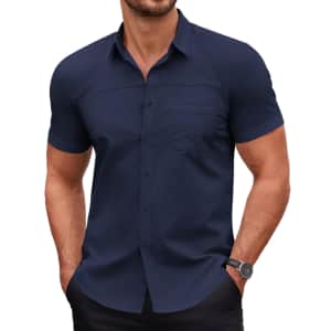 Coofandy Men's Muscle Fit Dress Shirts for $13
