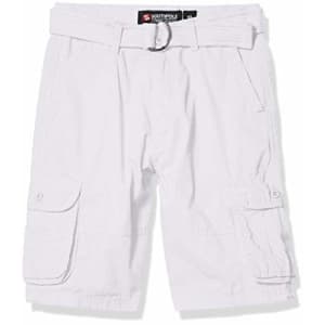 Southpole - Kids Boys' Big Belted Ripstop Basic Cargo Shorts, White As, 12 for $17