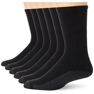 Hanes mens Hanes Men's Max Cushion Crew Socks, 6-pair Pack Casual Sock, Black, 12-Jun US for $13