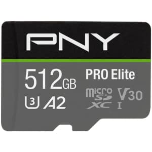 PNY 512GB U3 Pro Elite MicroSD Card for $33