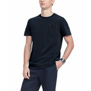 Tommy Hilfiger Men's Regular T Shirt with Pocket, Vmbl251 Navy He, XS for $21