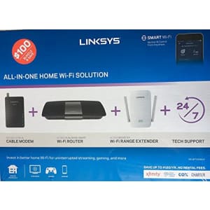 Linksys AC1600 Wi-Fi Wireless Dual-Band + Linksys CM3008 High Speed DOCSIS 3.0 8x4 Cable Modem for $135