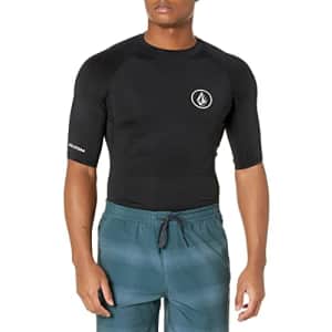 Volcom Men's Standard Solid UPF 50+ Short Sleeve Rashguard, Black 2, XX-Large for $23