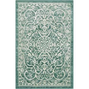 Maples Rugs Pelham Vintage Area Rugs for Living Room & Bedroom [Made in USA], 5 x 7, Light Spa for $48