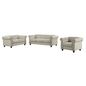 Morden Fort Linen 3-Piece Living Room Set for $1,092