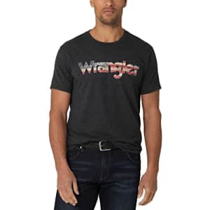 Wrangler Men's Western Crew Neck Short Sleeve Tee Shirt, Caviar American Flag Kabel, Small for $27