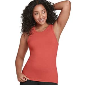 Jockey Women's Activewear High Neck Rib Knit Tank, Spiced Red, L for $11