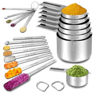 Minteem Stainless Steel Measuring Cups and Spoons Set of 20 for $10 w/ Prime