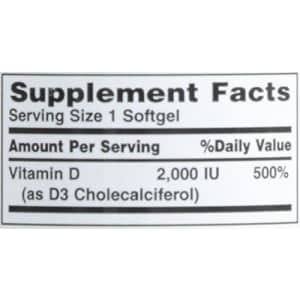 Nature's Bounty, D 2000 Iu Softgels, 150 Count for $16
