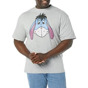 Disney Winnie The Pooh Eyore Big Face Men's Tops Short Sleeve Tee Shirt, Athletic Heather, XX-Large for $20