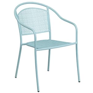 Flash Furniture Commercial Grade Sky Blue Indoor-Outdoor Steel Patio Arm Chair with Round Back for $77