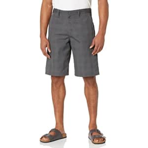 Dickies Men's Flex Regular Fit Plaid Flat Front 11in Shorts, Charcoal for $18