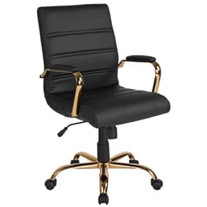Flash Furniture Mid-Back Black LeatherSoft Executive Swivel Office Chair with Gold Frame and Arms for $138