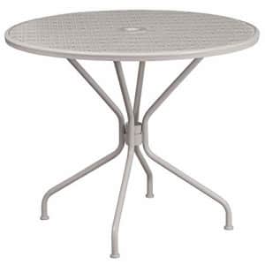 Flash Furniture Commercial Grade 35.25" Round Light Gray Indoor-Outdoor Steel Patio Table for $110 Flash Furniture Commercial Grade 35.25" Round Light Gray Indoor-Outdoor Steel Patio Table for $110
