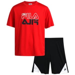 Fila Boys' Active Shorts Set - 2 Piece Dry Fit T-Shirt and Performance Gym Shorts - Activewear for $15