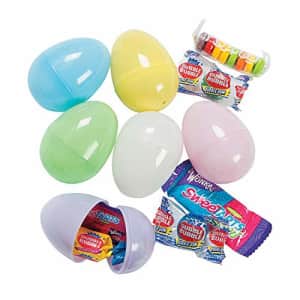 Fun Express Candy Filled Easter Eggs - Bulk set of 24 Pastel Eggs - Easter Hunt Party Supplies for $16