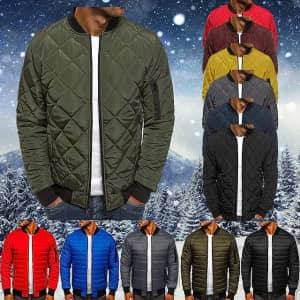 Men's Quilted Puffer Jacket for $8