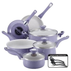 Farberware New Traditions Nonstick Cookware Pots and Pans Set, 12-Piece, Lavender Speckle for $150 Farberware New Traditions Nonstick Cookware Pots and Pans Set, 12-Piece, Lavender Speckle for $150