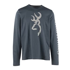 Browning Men's Long Sleeve T-Shirt, Soft Jersey Fabric Signature Buckmark Tee, Logan 2.0 (Midnight for $21