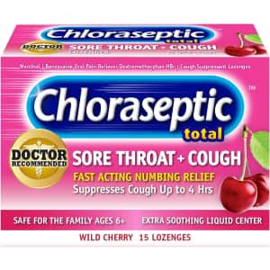 Chloraseptic 15-Count Total Sore Throat + Cough Lozenges for $3